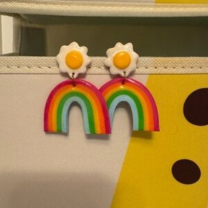 Handmade polymer clay rainbow earrings never worn